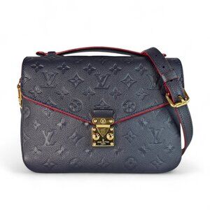 LOUIS VUITTON Metis Pochette Shoulder Crossbody Leather Empreinte Navy Red LV